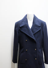 Load image into Gallery viewer, DOUBLE-BREASTED BLUE VINTAGE COAT, WOOL &amp; CASHMERE
