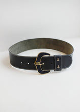 Load image into Gallery viewer, DARK BLUE LEATHER BELT WITH CONTRAST STITCHING

