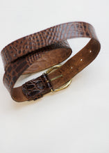 Load image into Gallery viewer, BROWN CROCODILE SKIN LEATHER BELT
