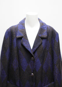 DIAMOND PATTERN VINTAGE COAT, WOOL