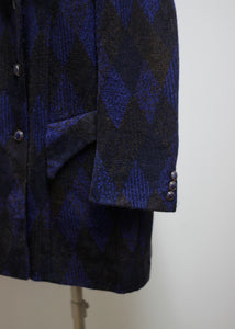 DIAMOND PATTERN VINTAGE COAT, WOOL