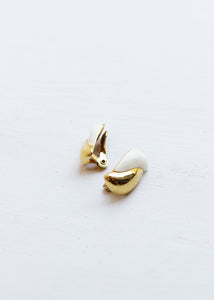 WHITE AND GOLD COLOR CLIP ON EARRINGS