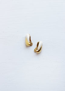 WHITE AND GOLD COLOR CLIP ON EARRINGS