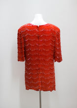 Load image into Gallery viewer, RED VINTAGE SEQUIN TOP, SILK
