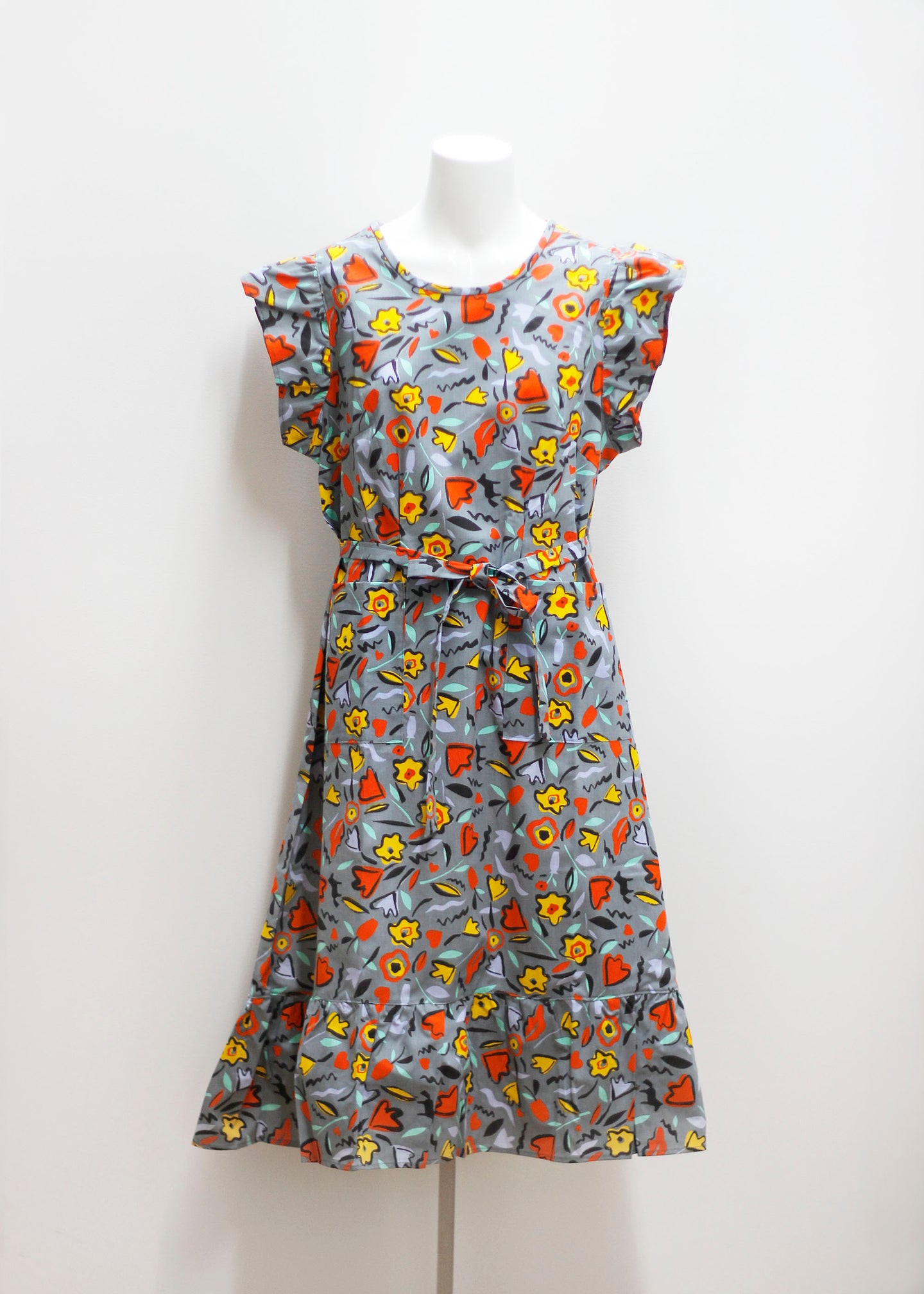 VINTAGE PRINT DRESS, COTTON