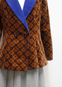 VINTAGE VELVET BLAZER WITH BLUE LAPELS