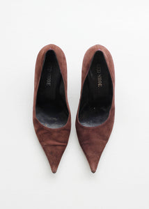 PURPLE VINTAGE WEDGE HEELS, SUEDE
